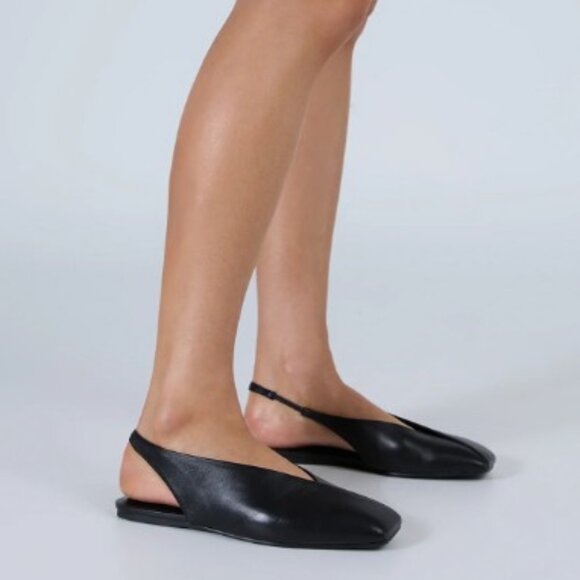 Tony Bianco Hoop Slingback Black Nappa Leather Flats, 7 - Picture 2 of 2